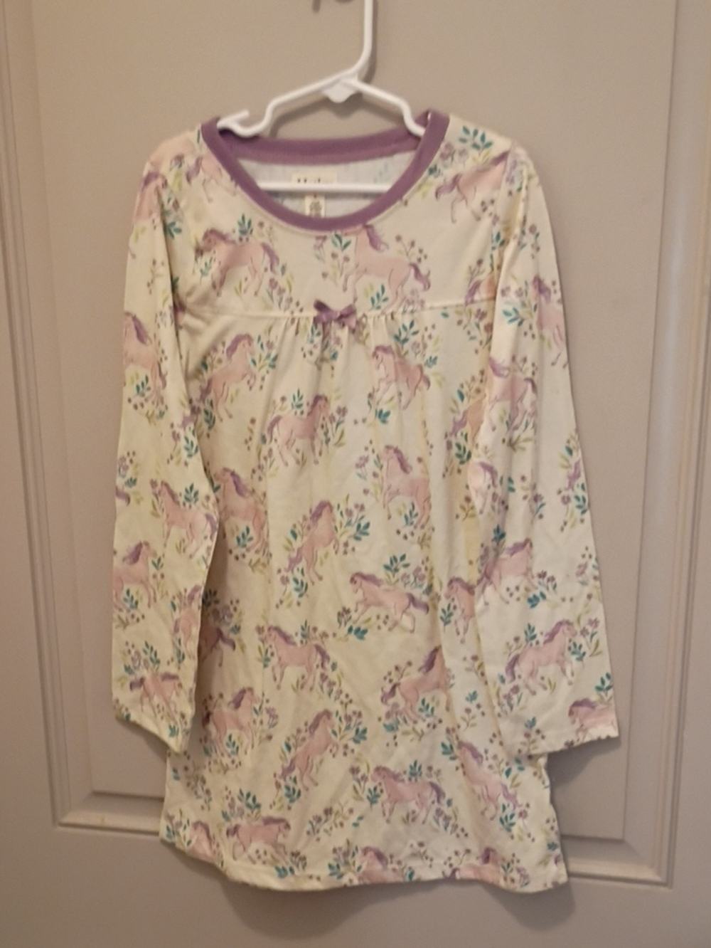 Hatley Cream and Lavender Unicorn Print Girls' Nightgown Size 8